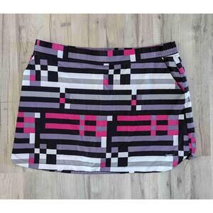 Slazenger Black Purple Elastic Waistband Geometric Golf Skort, XXL (W7)